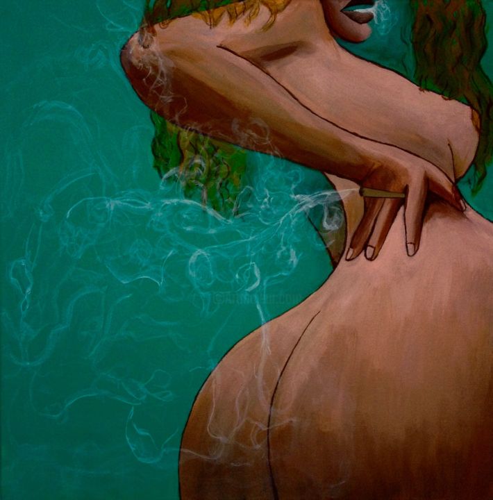 Painting titled "Greene" by Cococola, Original Artwork, Acrylic