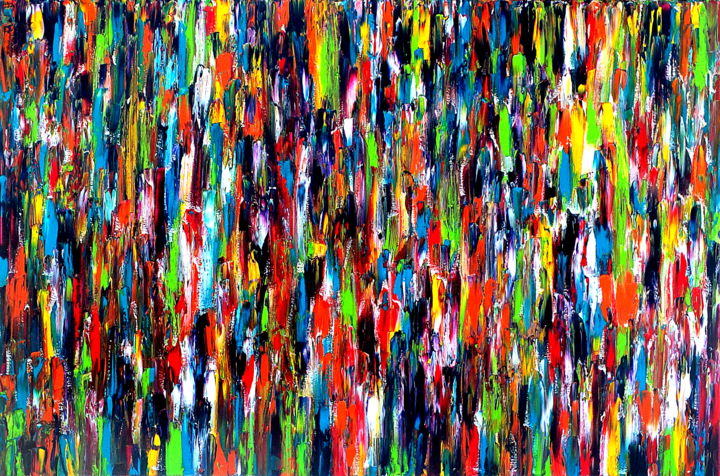 Painting titled "All In #7" by Carla Sá Fernandes, Original Artwork, Oil Mounted on Wood Stretcher frame