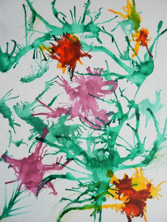 Peinture intitulée "Floralie 6" par Brigitte Mathé (MBL), Œuvre d'art originale, Encre