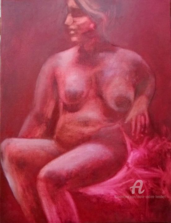 Peinture intitulée "Nu" par Marie Andrée Hembert, Œuvre d'art originale, Huile Monté sur Châssis en bois