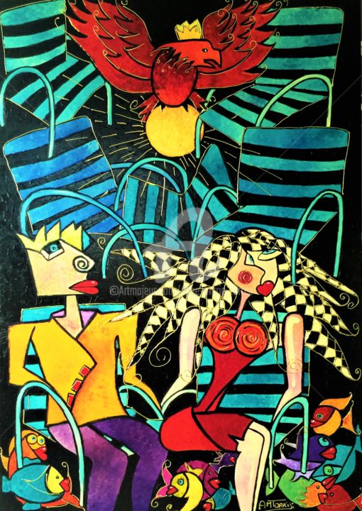 Malarstwo zatytułowany „FACE A LA MER” autorstwa Anne Marie Torrisi, Oryginalna praca, Olej