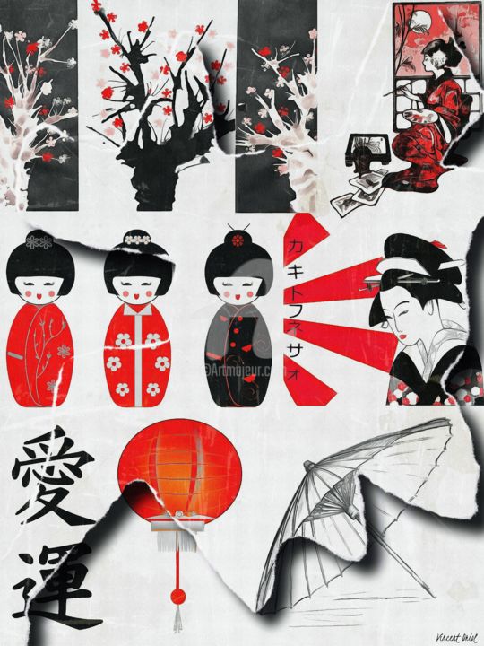 数字艺术 标题为“Torn Series " Japan…” 由Vincent Oriol, 原创艺术品, 数字油画