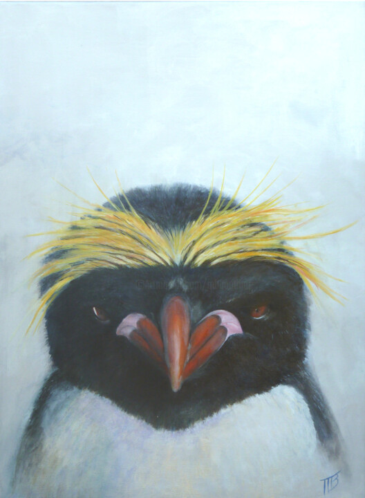 Peinture intitulée "Gorfou Doré" par M Batté Gauthier, Œuvre d'art originale, Huile