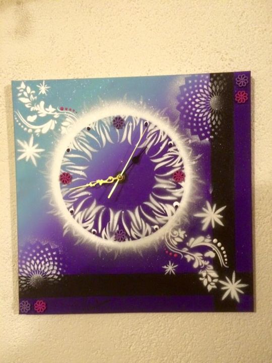 Painting titled "Horloge murale" by Mille Éclats De Couleurs, Original Artwork, Acrylic