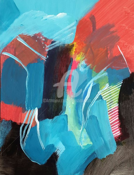 Ζωγραφική με τίτλο "Conversation" από Sebastian Olivier Burckhardt, Αυθεντικά έργα τέχνης, Ακρυλικό