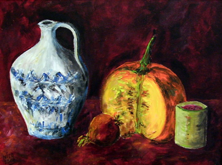 Peinture intitulée "NATURE MORTE A LA C…" par Nicodi, Œuvre d'art originale, Acrylique