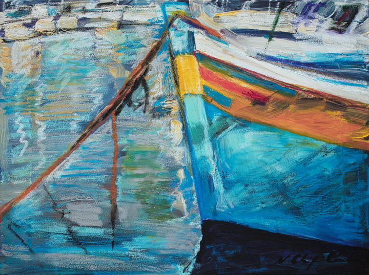 Peinture intitulée "Port 2" par Nathalia Chipilova, Œuvre d'art originale, Acrylique