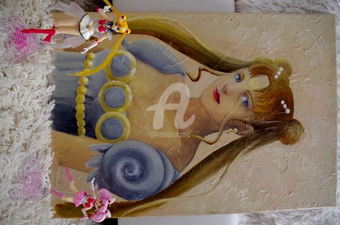 Painting titled "Sailor moon" by Coco Kupo, Original Artwork, Oil