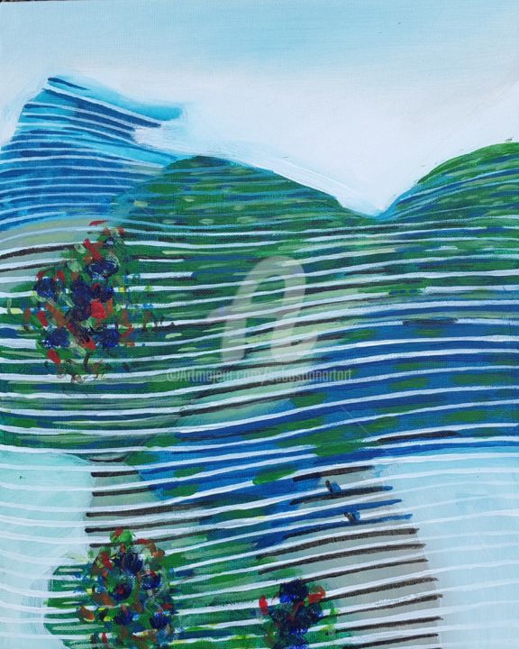 Painting titled "Oben.  Unten" by Sebastian Olivier Burckhardt, Original Artwork, Acrylic