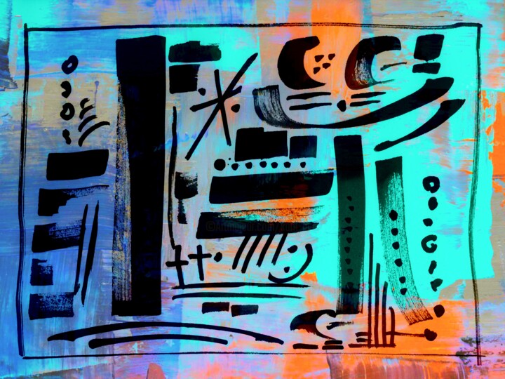 Peinture intitulée "Abstraction calligr…" par Kam Bendi, Œuvre d'art originale