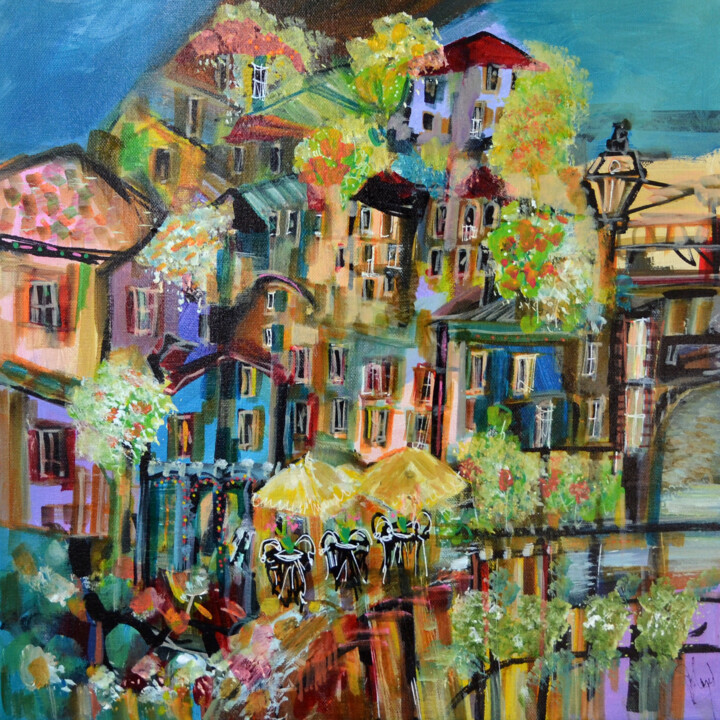 Peinture intitulée "A la pointe de l'île" par Muriel Cayet, Œuvre d'art originale, Acrylique