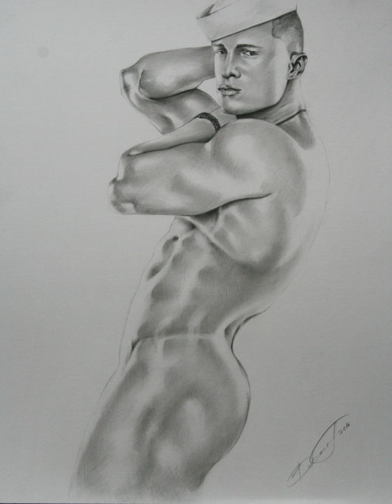 Drawing titled "Sailor Johny" by Diana Vard, Original Artwork, Pencil