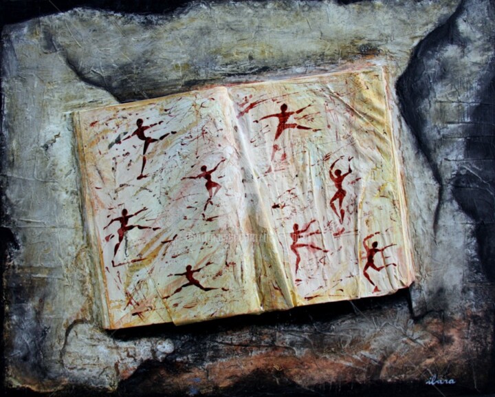 livre-objet-n-2-ecriture-du-mouvement-par-ibara-acrylique-et-encre-rouge.jpg 绘画, 15.8x19.7 in