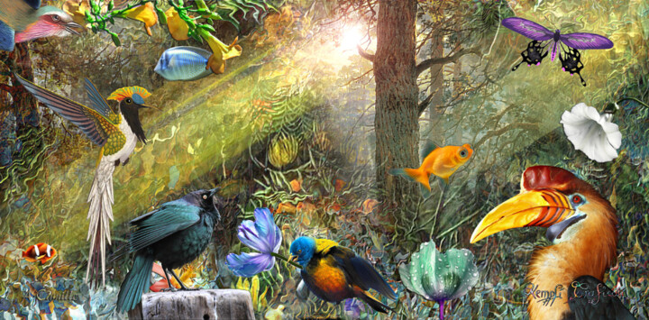 Digital Arts titled "FORET ENCHANTEE" by Kempfi, Original Artwork, Digital Painting