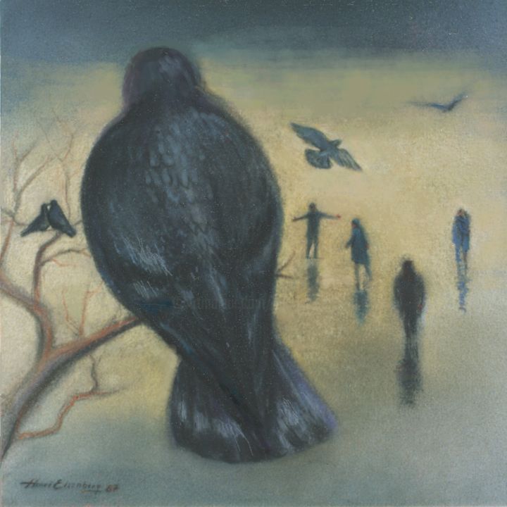 Le Pigeon 绘画, 15.8x15.8 in