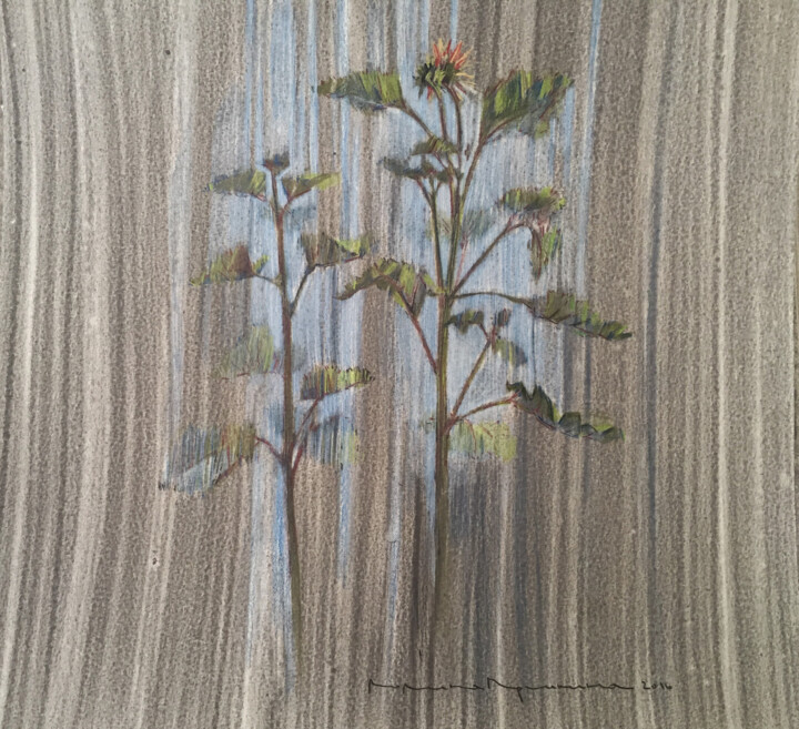 Dessin intitulée "Подсолнухи" par Polina Prichina, Œuvre d'art originale, Conté