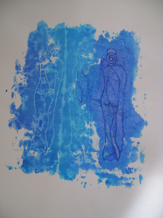 "Mayas Bleues" N° 4 印花与版画, 11.8x9.8 in