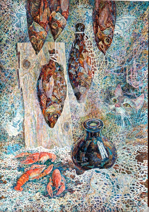 Schilderij getiteld "Nature morte avec d…" door Dilyus Mursalimov, Origineel Kunstwerk, Aquarel