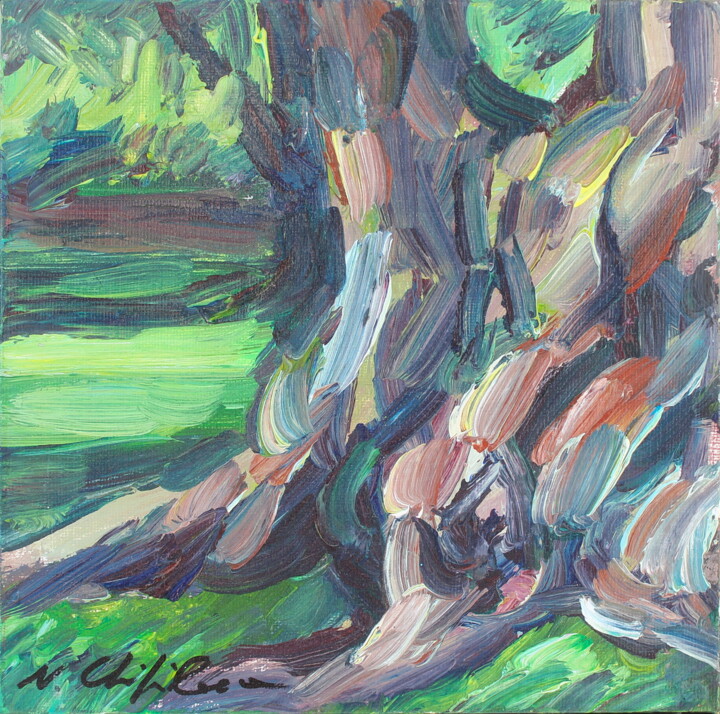 Peinture intitulée "Oliveraie 1" par Nathalia Chipilova, Œuvre d'art originale, Acrylique Monté sur Châssis en bois