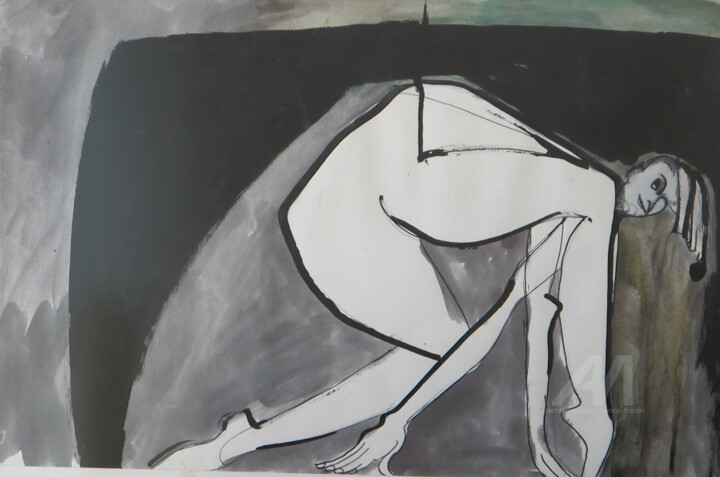 Peinture intitulée "Partir mais où ?" par Fanny Fradin, Œuvre d'art originale, Encre