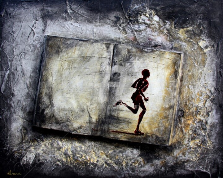 livre-objet-n-7-ecriture-du-mouvement-par-ibara-acrylique-et-encre-rouge-format-50cm-sur-40cm.jpg 绘画, 15.8x19.7 in