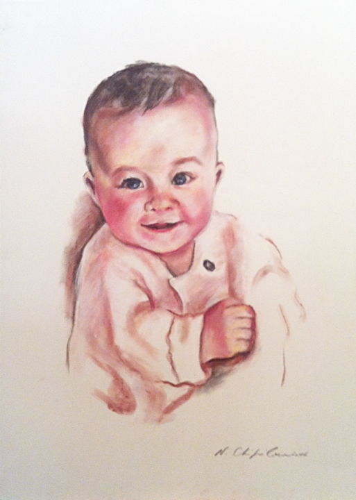 Dessin intitulée "Fillette" par Nathalia Chipilova, Œuvre d'art originale, Pastel