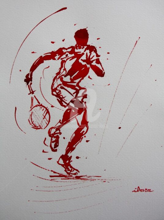 tennis-n-20-dessin-d-ibara-a-l-encre-rouge-sur-papier-aquarelle-300gr-format-30cm-sur-42cm.jpg 图画, 16.5x11.8 in