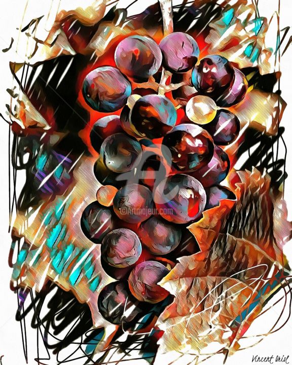 Arts numériques intitulée "" Grands vins de bo…" par Vincent Oriol, Œuvre d'art originale, Peinture numérique