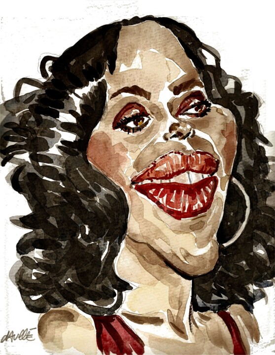 Kerry Washington Painting, 16.5x11.7 in