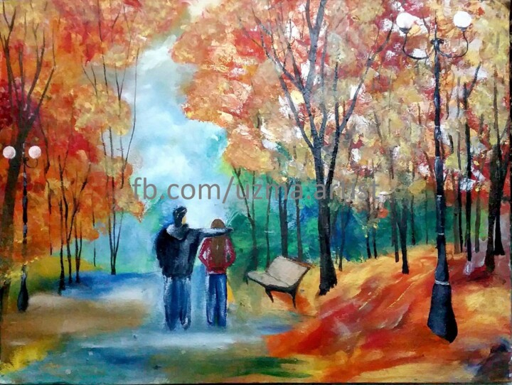 Painting titled "Landscape Painting" by Uzma Nasir, Original Artwork, Acrylic