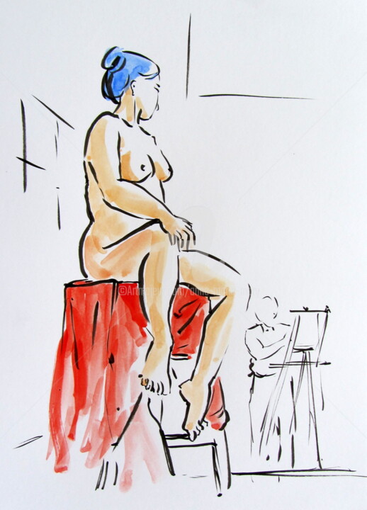 Dessin intitulée "natalia (1) 16 sept…" par Anne-Marie Mary, Œuvre d'art originale
