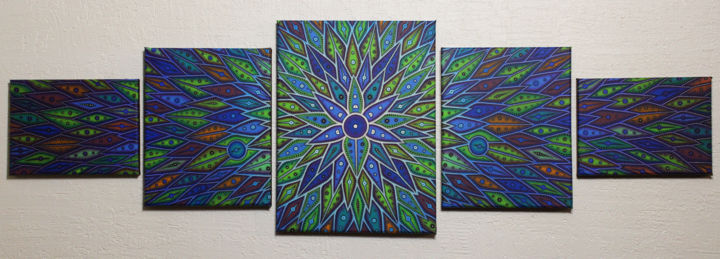 Painting titled "Diffusion bleutée" by Jonathan Pradillon, Original Artwork, Acrylic Mounted on Wood Stretcher frame