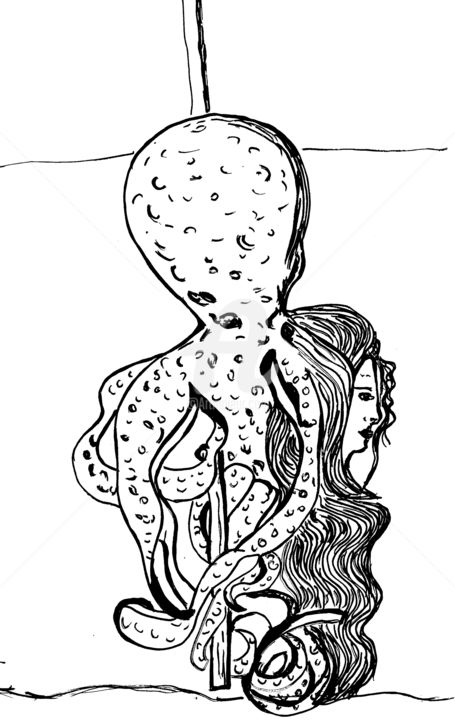 Drawing titled "la-piovra.jpg" by Maria Sportelli, Original Artwork, Marker