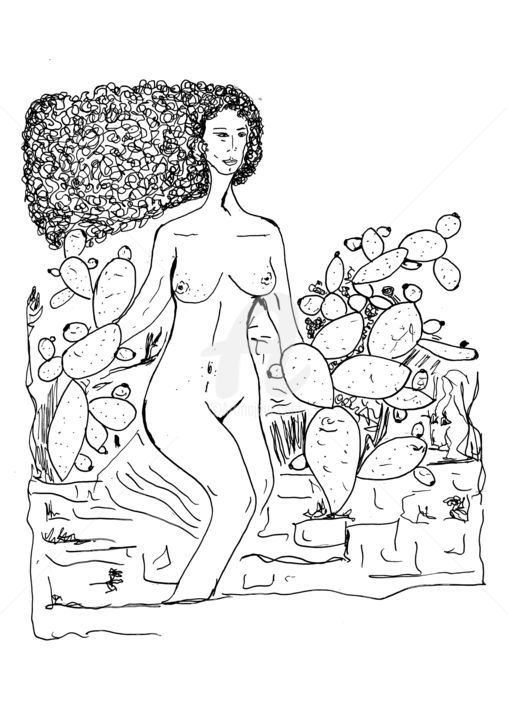 Drawing titled "laveneretralespine.…" by Maria Sportelli, Original Artwork, Marker