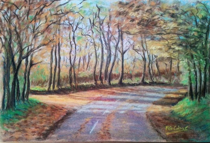 Dessin intitulée "Automne, couleurs e…" par Marian Cobos, Œuvre d'art originale, Pastel