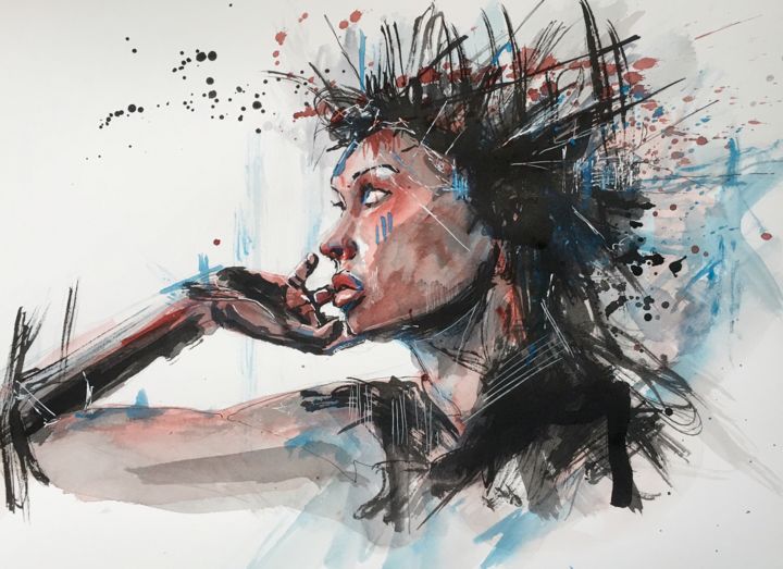 Painting titled "structure II" by Jérôme Royer, Original Artwork, Ink