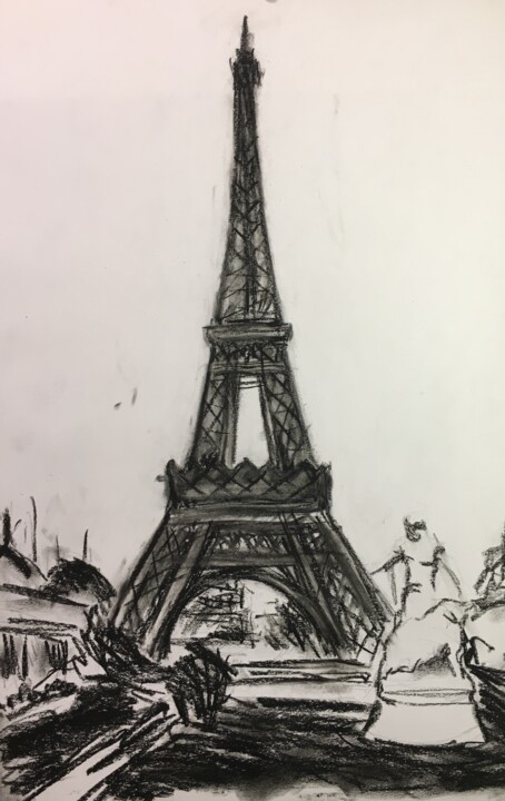 「Eiffel Tower Charco…」というタイトルの描画 Vsevolod Chistiakovによって, オリジナルのアートワーク, 木炭