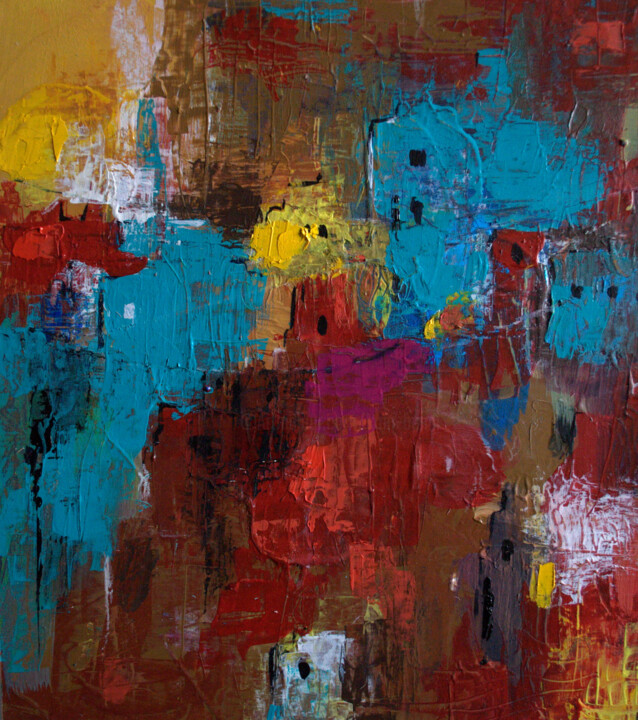 Peinture intitulée "Emotion automnale" par Kam Bendi, Œuvre d'art originale, Huile