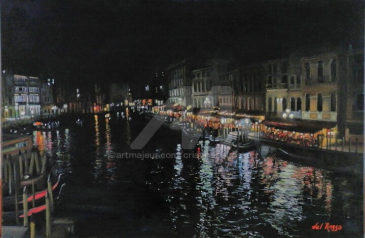 Pintura titulada "Nocturno veneciano/…" por Cristina Del Rosso, Obra de arte original, Oleo