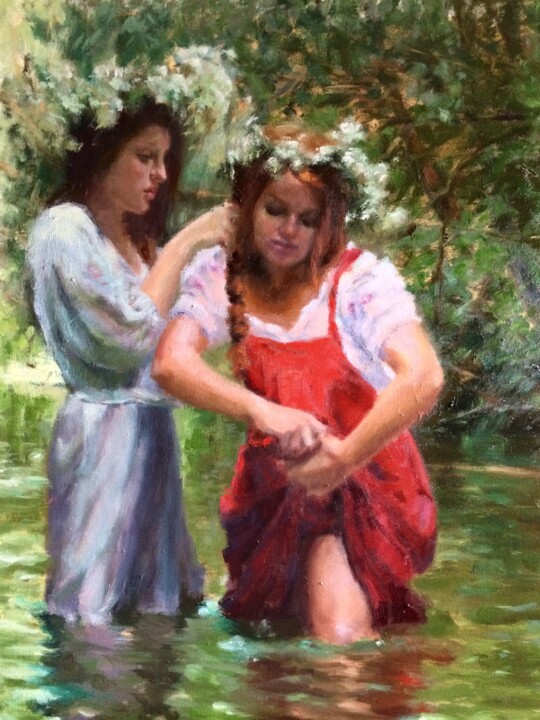 Painting titled "Nuit de Kupala" by Fatima Karaf, Original Artwork