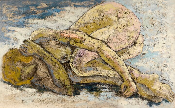 Peinture intitulée "Nu couché (3)" par Dominique Bertrand, Œuvre d'art originale, Huile