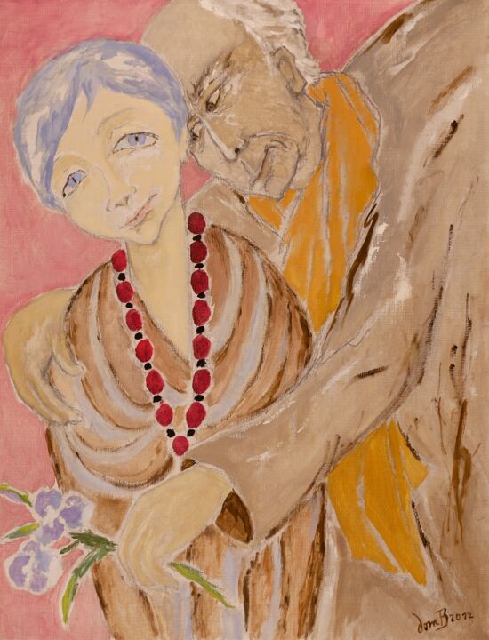 Peinture intitulée "Couple (7)" par Dominique Bertrand, Œuvre d'art originale, Huile