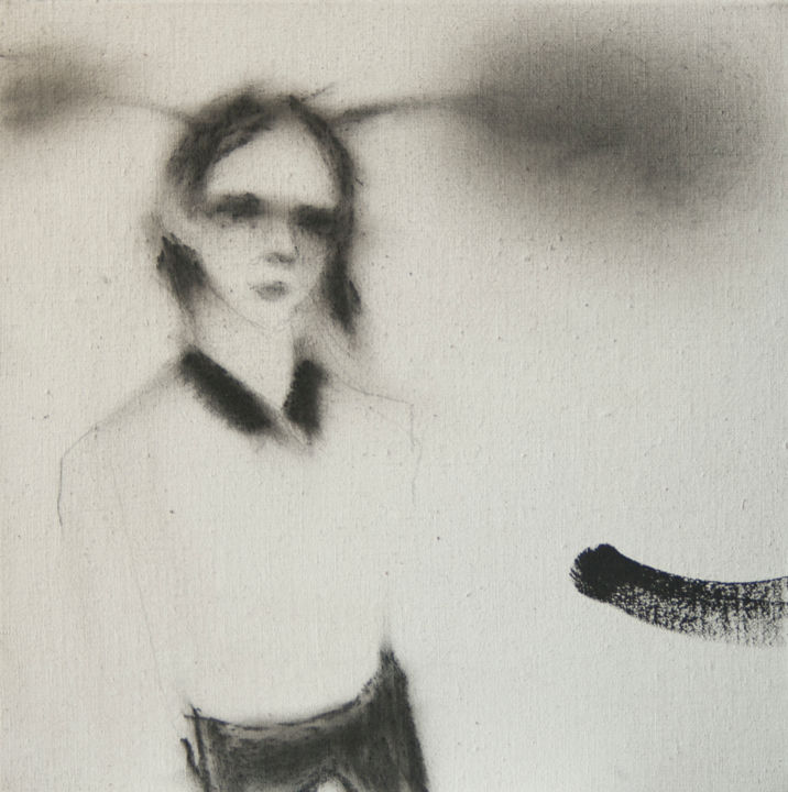 Drawing titled "The Doubt" by Dana Vasiljeva, Original Artwork, Charcoal