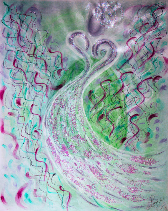 Zeichnungen mit dem Titel "Angel of Hope" von Lori Daniel-Falk, Original-Kunstwerk, Pastell