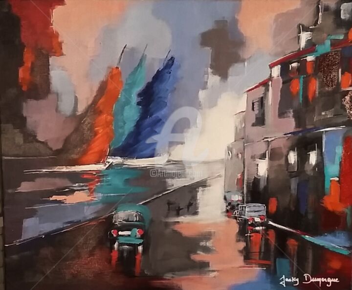 Peinture intitulée "Rentrée au port sou…" par Jacky Dumergue, Œuvre d'art originale, Huile