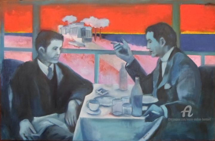 Peinture intitulée "business" par Marie Andrée Hembert, Œuvre d'art originale, Huile Monté sur Châssis en bois