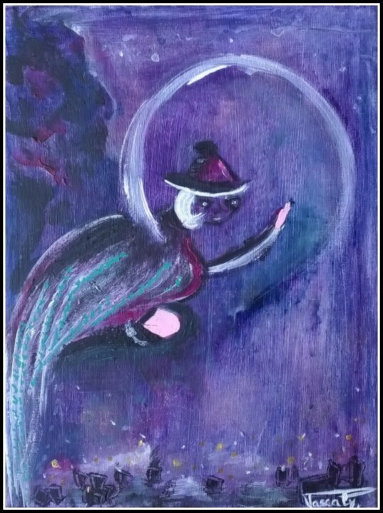 Nuit d'Halloween 绘画, 9.5x7.1 in