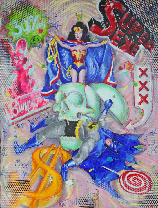 "Wonder Bunny" 绘画, 51.2x38.2 in