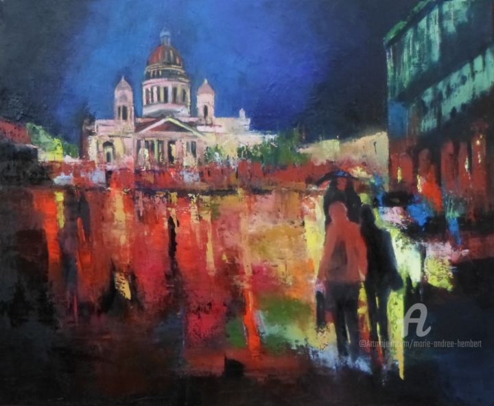 Peinture intitulée "Cathédrale Saint Is…" par Marie Andrée Hembert, Œuvre d'art originale, Huile
