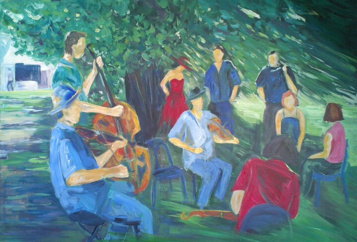 Peinture intitulée "musiciens sous les…" par Marie Pascale Martins, Œuvre d'art originale, Acrylique